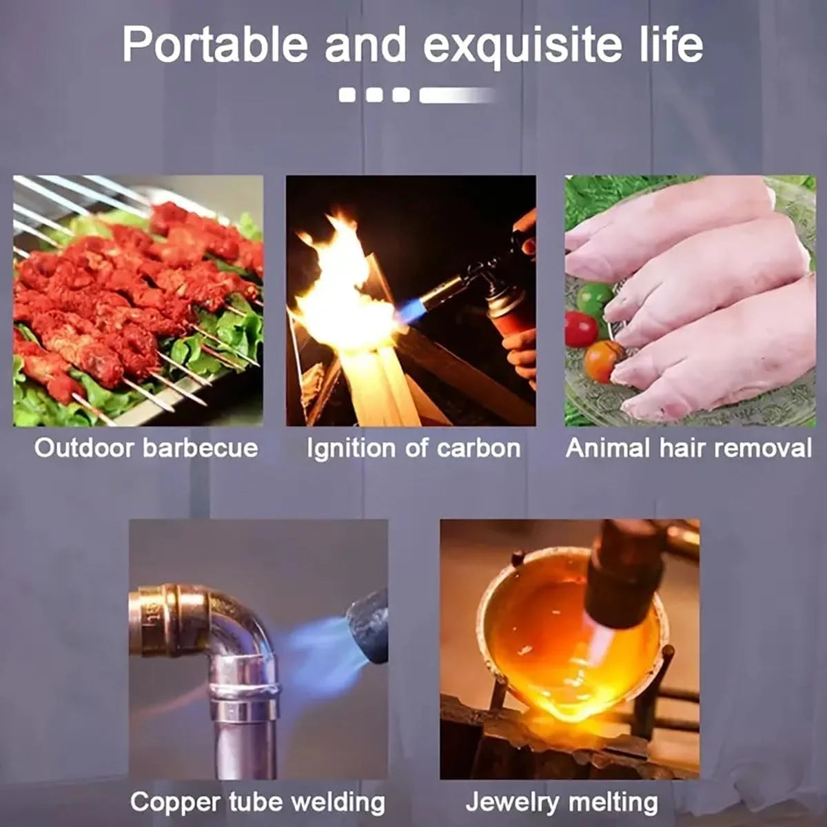 Butane Burner Flame Camping Baking Barbecue Gas Torch Fire Maker Lighter Metal Flame Gun Welding Torch Heater for Outdoor Cookin